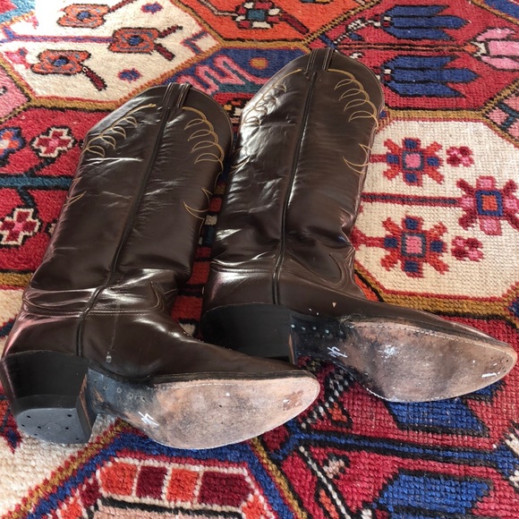 Tony Lama men’s tall heeled leather cowboy boots - Picture 2 of 7